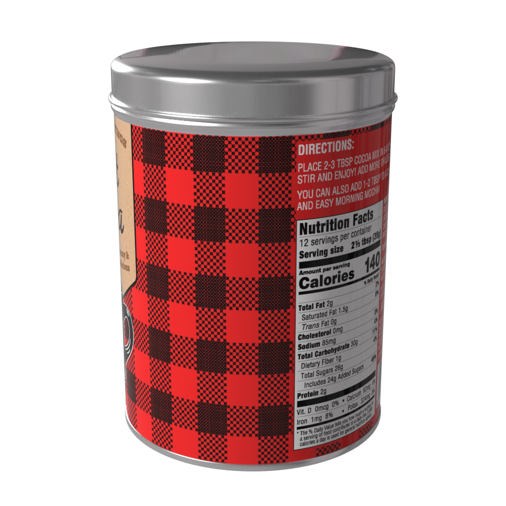 Season's Greetings Red Plaid Chocolate Hot Cocoa (16oz Round