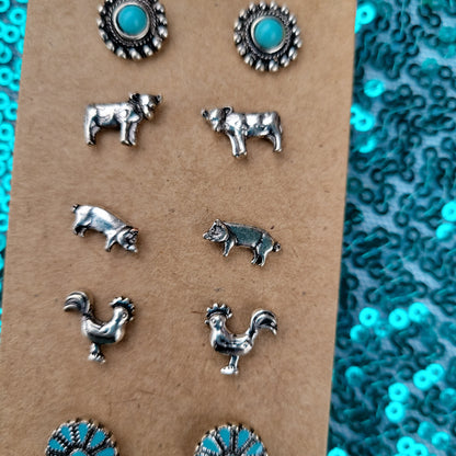 Turquoise Farm Stud Earring Set