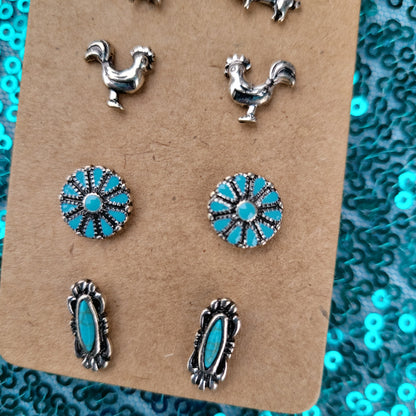 Turquoise Farm Stud Earring Set