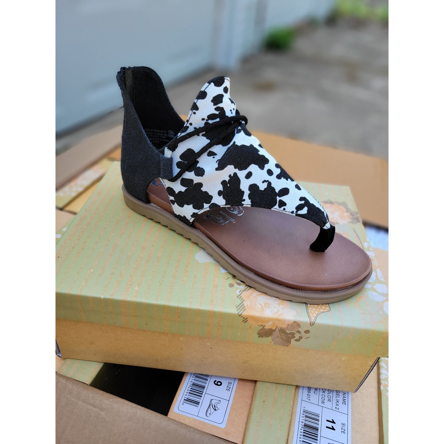 Very G Black Cow Sandals