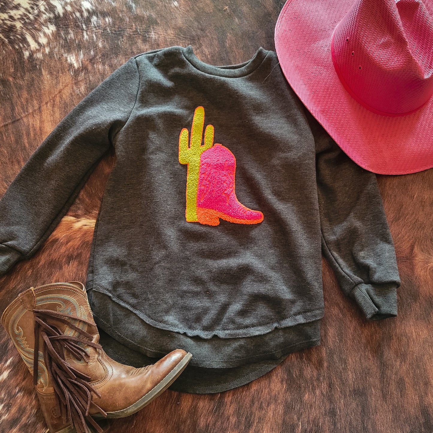 Neon Boot Scoot Kids Pullover
