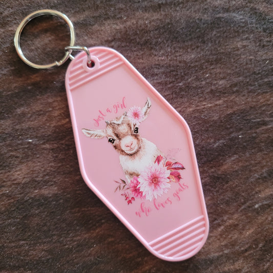 Just a Girl Who Loves Goats Hotel Room Keychain