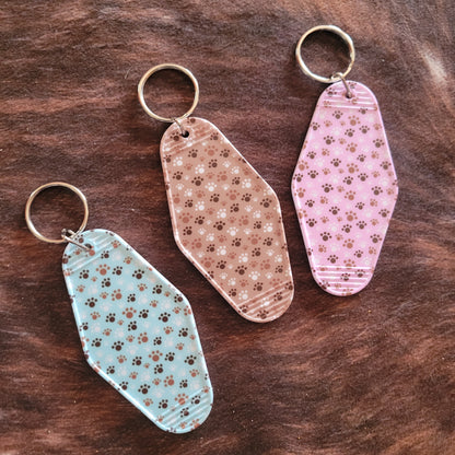 Paw Print Hotel Room Keychain