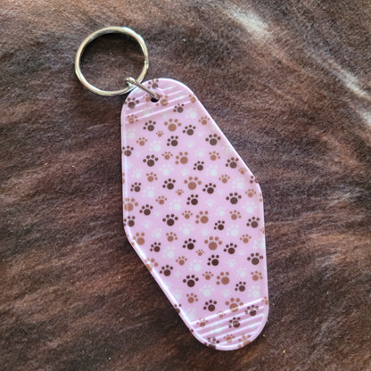 Paw Print Hotel Room Keychain