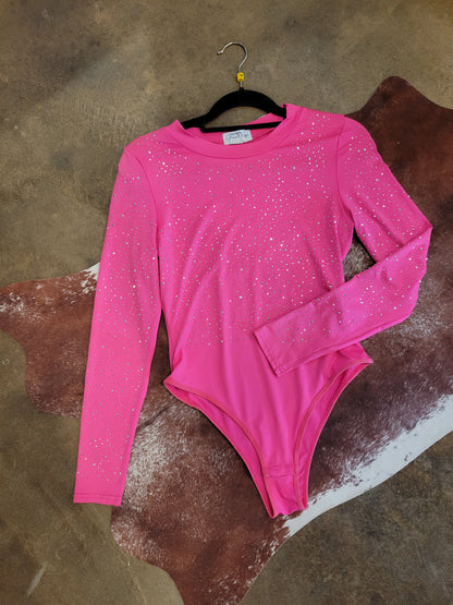 Pink Rhinestone Bodysuit