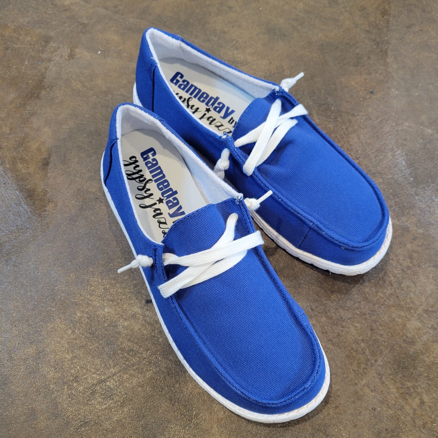 Gypsy Jazz Game Day Slip Ons - Royal Blue