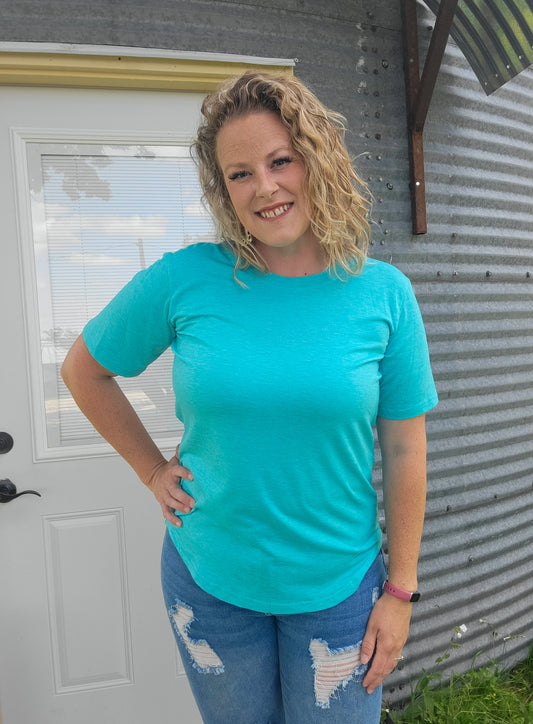 Simple Sterling Tee - Heathered Turquoise