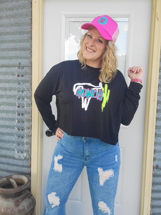 Western Drip Crop Long Sleeve