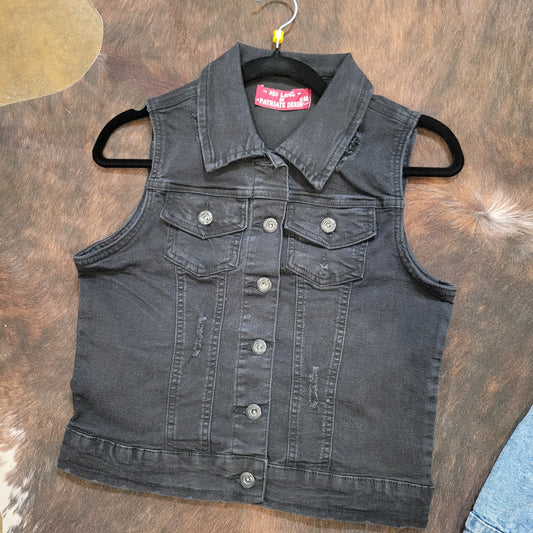 Stretch Denim Vest - Black