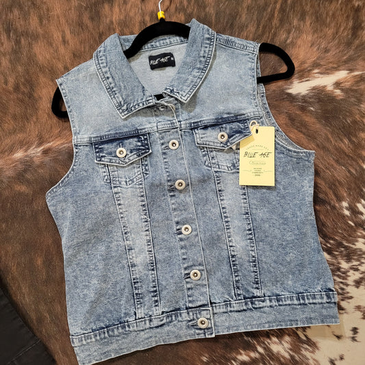 Stretch Denim Vest - Light Wash