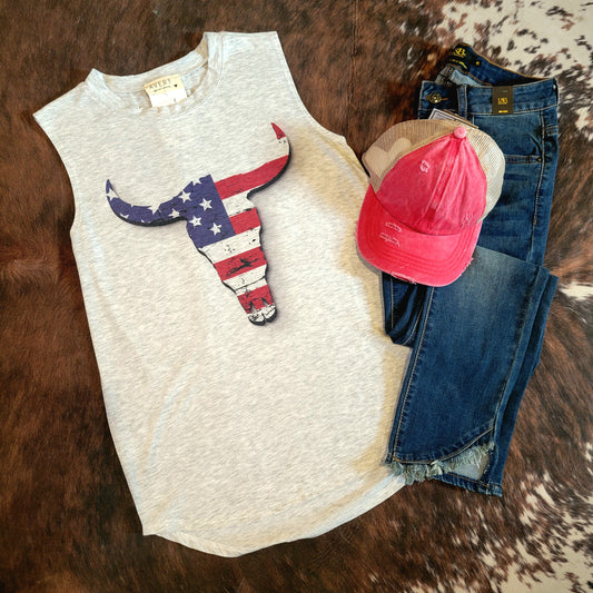 'Merica Longhorn Sleeveless Tee