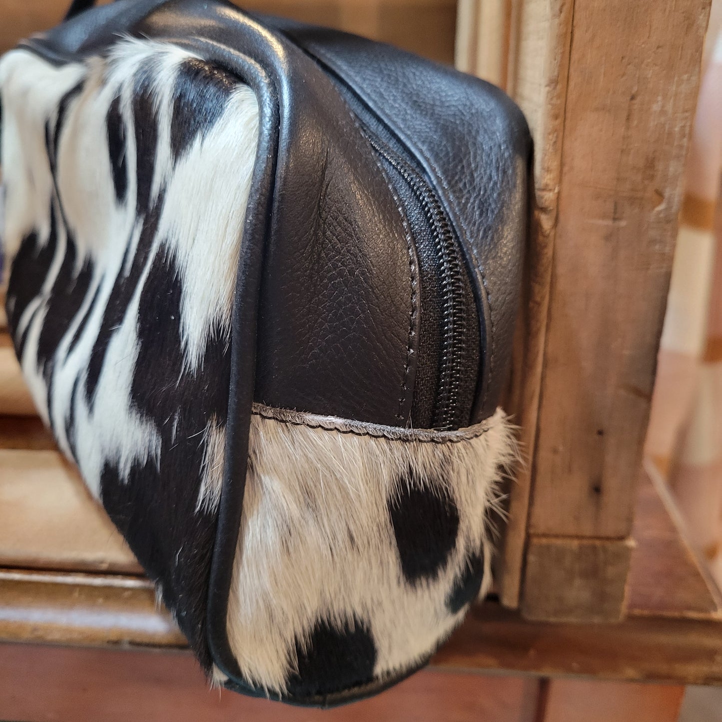 Cowhide Cosmetic Bag - Black