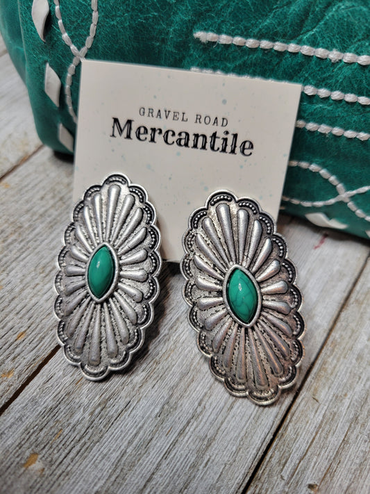 Vintage Turquoise Concho Earrings