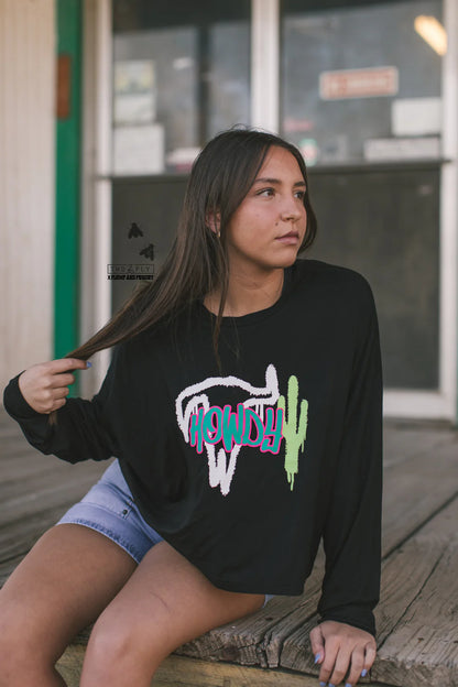 Western Drip Crop Long Sleeve