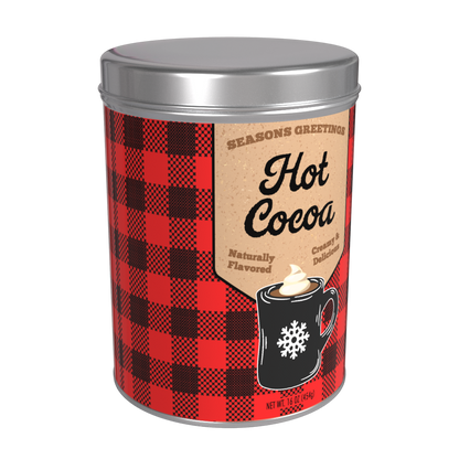 Season's Greetings Red Plaid Chocolate Hot Cocoa (16oz Round