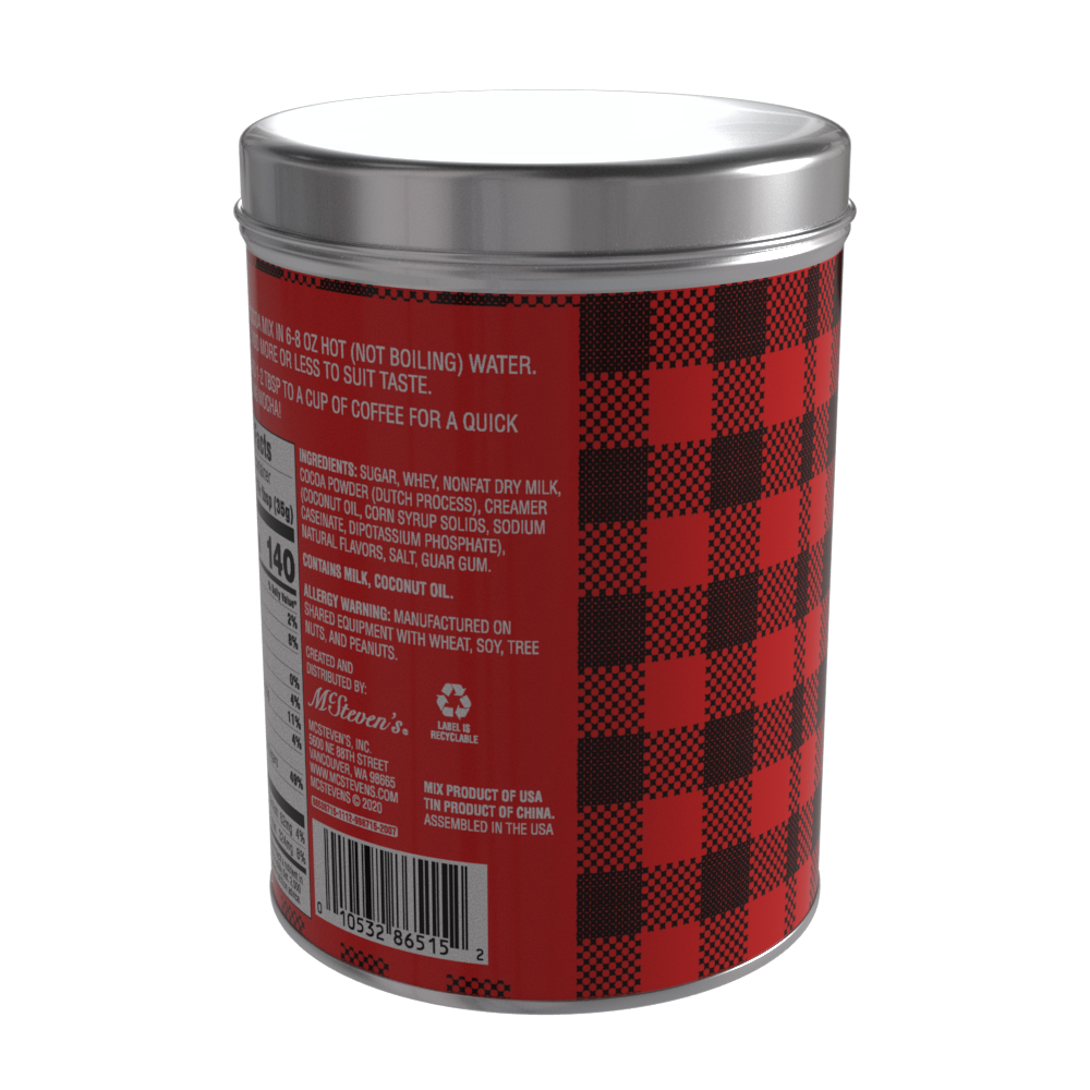 Season's Greetings Red Plaid Chocolate Hot Cocoa (16oz Round