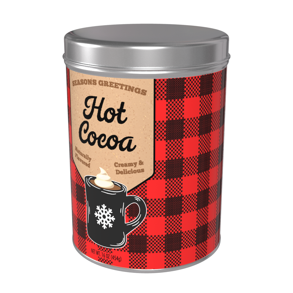 Season's Greetings Red Plaid Chocolate Hot Cocoa (16oz Round