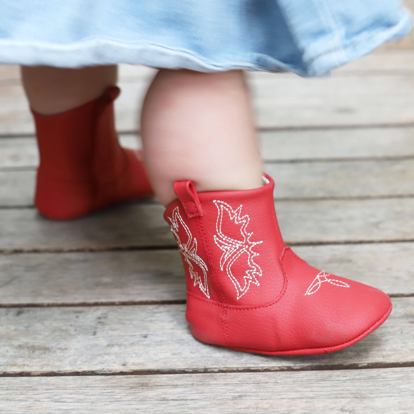 Eco Steps - Western Boot Cherry Red: 6-9M