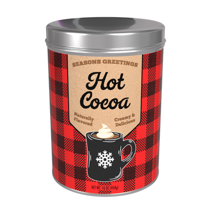 Season's Greetings Red Plaid Chocolate Hot Cocoa (16oz Round