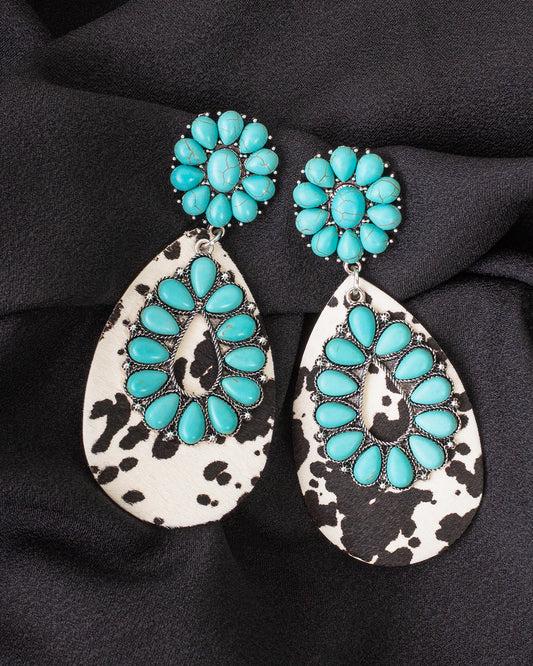 Turquoise and Leopard Earrings