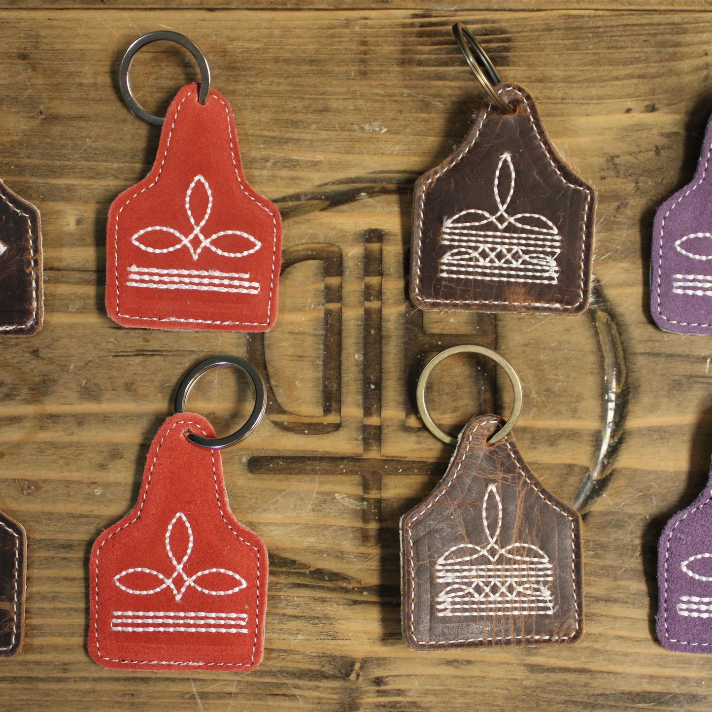 Cowhide Cow Tag Keychains