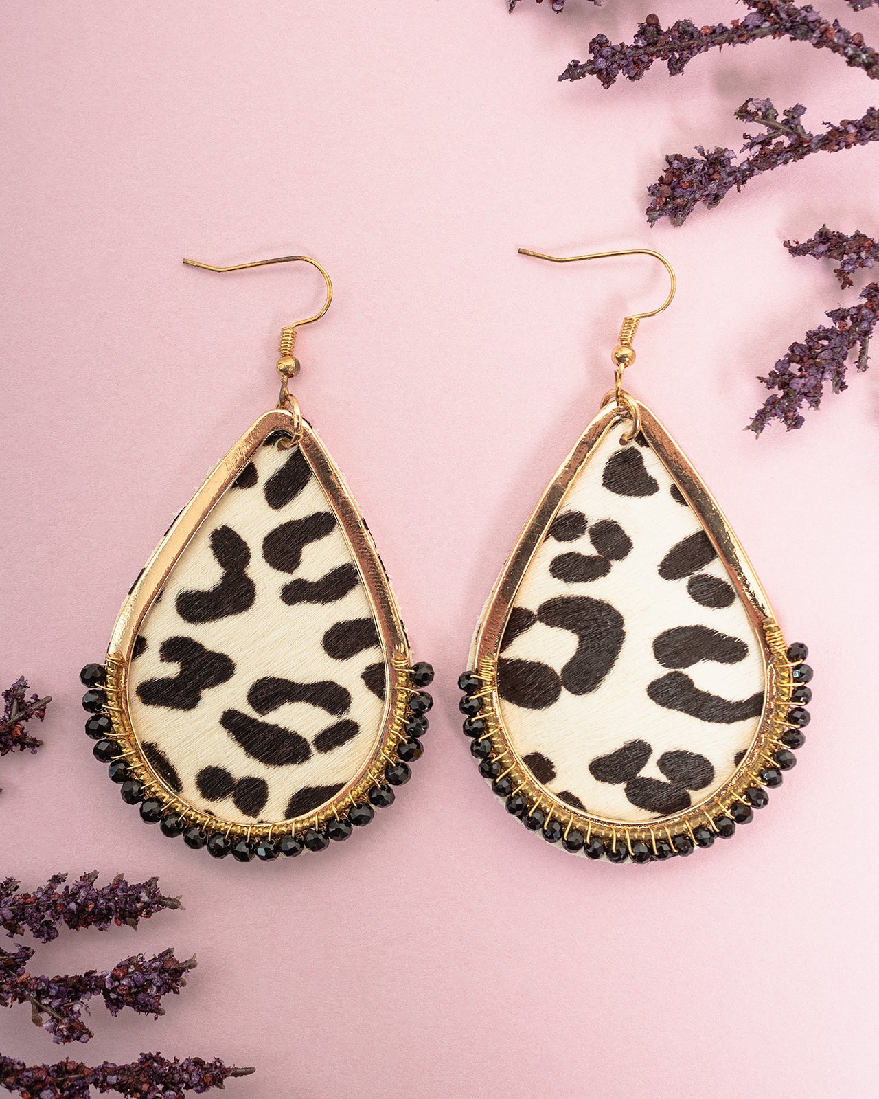 Cow Print Drop Earrings