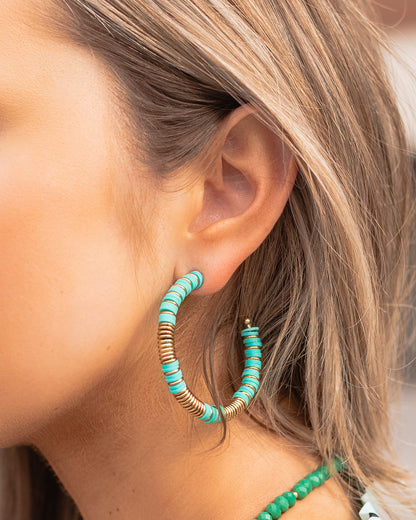 Turquoise Beaded Hoop Earrings