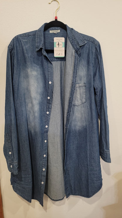 Long Denim Button Up - Dark Wash