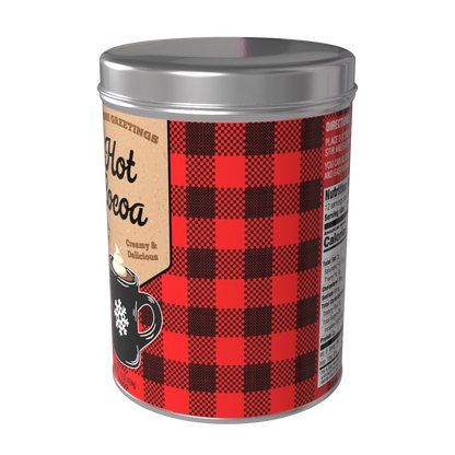 Season's Greetings Red Plaid Chocolate Hot Cocoa (16oz Round