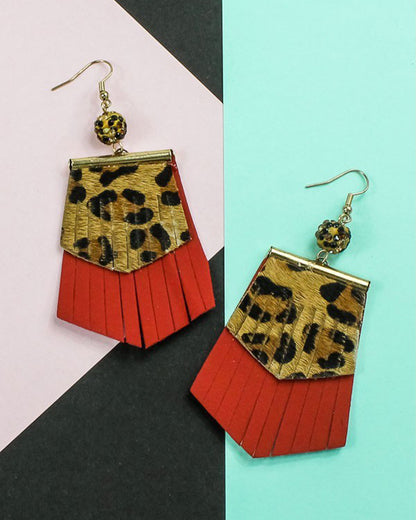 Leopard Fringe Earrings