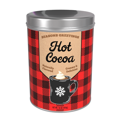 Season's Greetings Red Plaid Chocolate Hot Cocoa (16oz Round