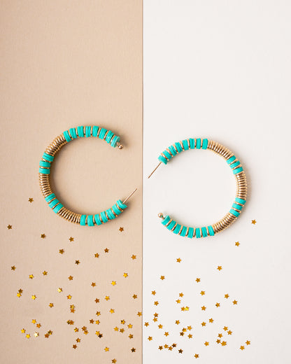 Turquoise Beaded Hoop Earrings