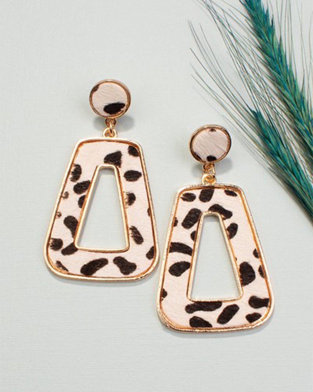 Triangle Animal Hide Earrings