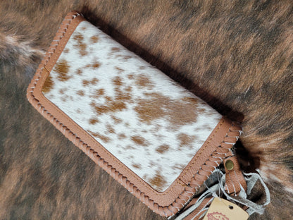 Brown Cow Hide Zipper Wallet