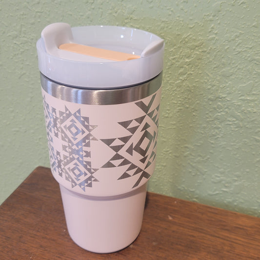 20oz Tumbler - Light Peach Aztec