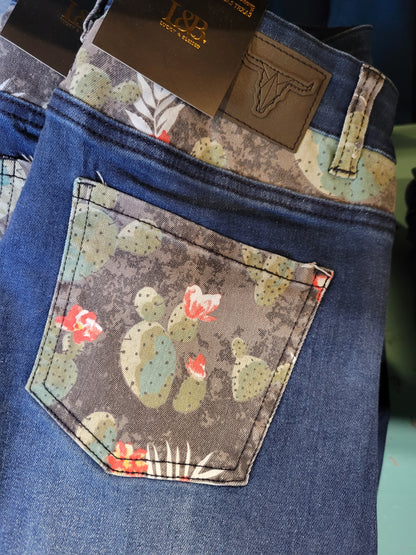 Cactus Back Pocket Mid Rise Flares