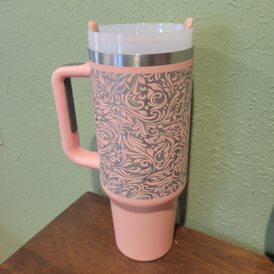 40oz Tumbler - Tooled Coral