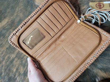 Brown Cow Hide Zipper Wallet