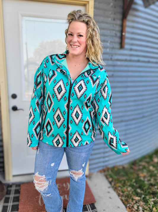 Blue ridge jacket teal turquoise western zip up jacket