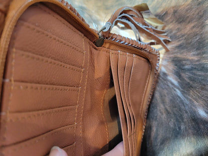 Brown Cow Hide Zipper Wallet