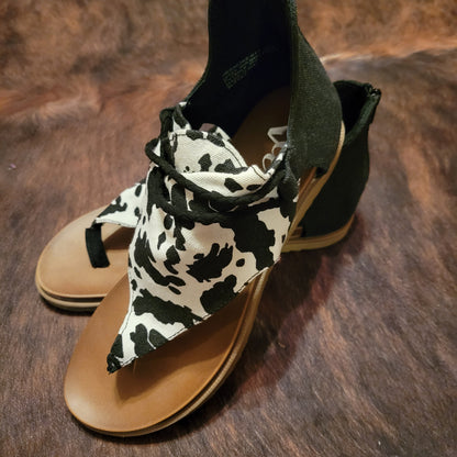 Very G Black Cow Sandals