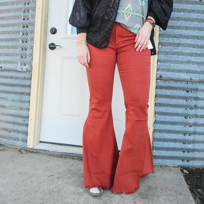 Western Rust Denim Flares