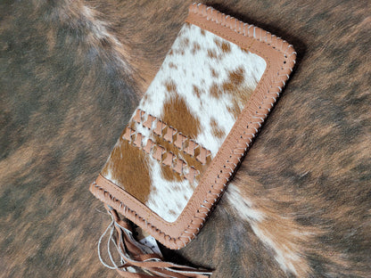 Brown Cow Hide Zipper Wallet