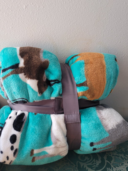 Mia Twin Size Throw Blanket - Cows