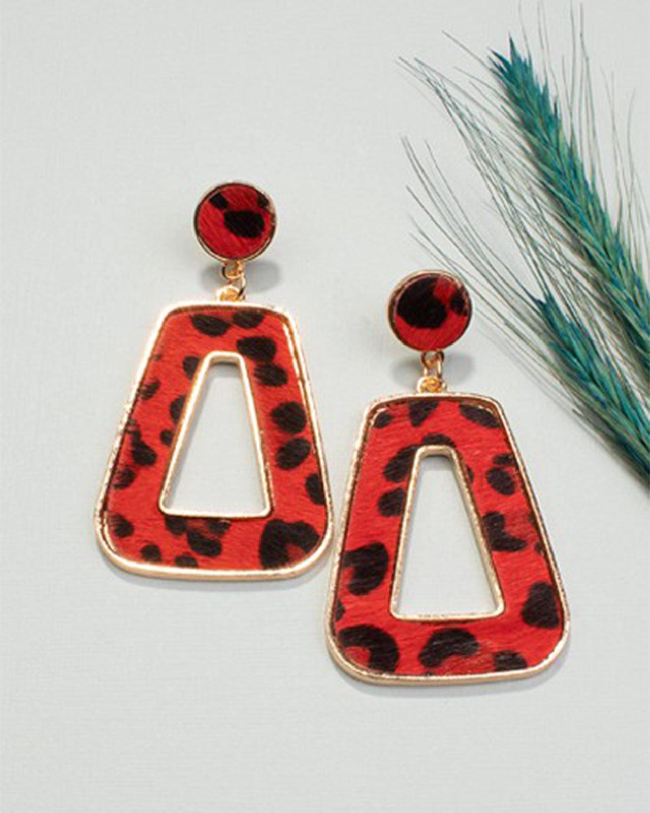 Triangle Animal Hide Earrings