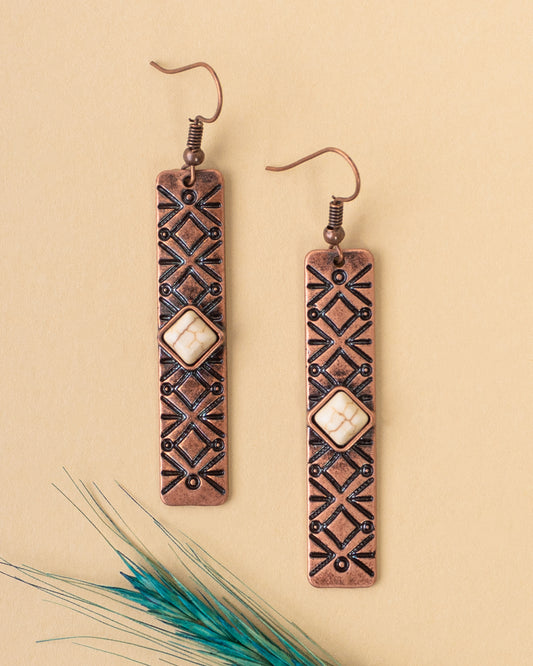 Copper and White Earrings