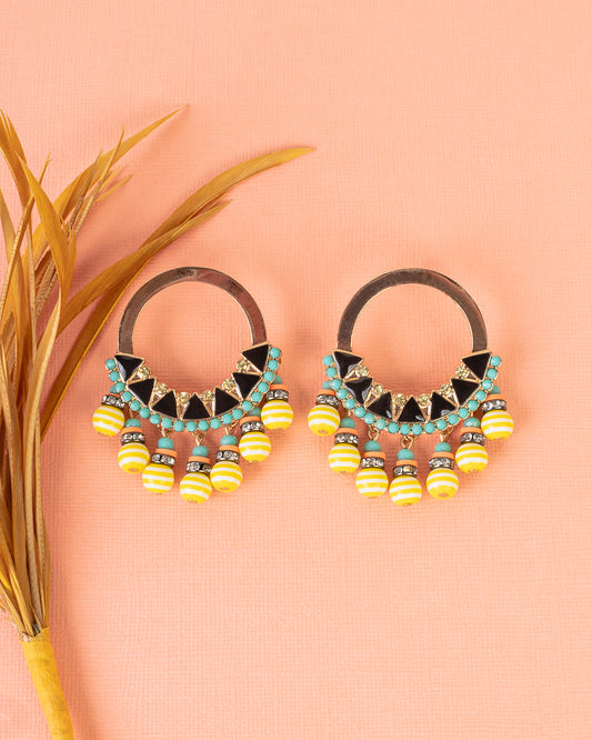 Beaded Tassel Hoop Earrings