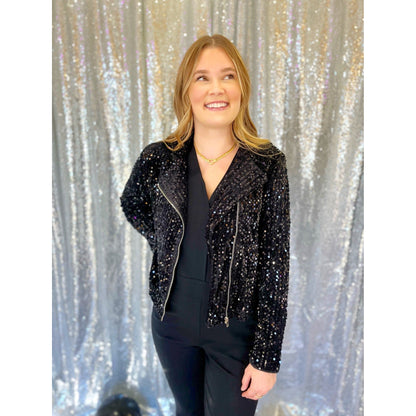 Light Up the Room Black Bomber Jacket